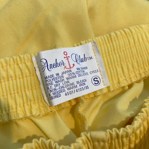 Vintage Anchor Club Yellow Shorts Elastic Waist Flat Front Pockets Size Small - Picture 4 of 9